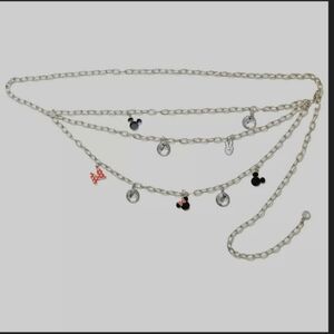 Disney Mickey Mouse Silver Chain Belt with Charms- ONE SIZE